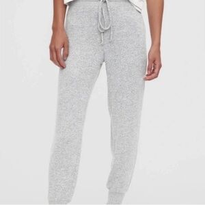 Gray Heathered Joggers with Elastic Waistband and Cuffs